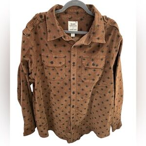 Blake Shelton x Land’s End Brown Black Star Print Corduroy Button up Size 2XLT
